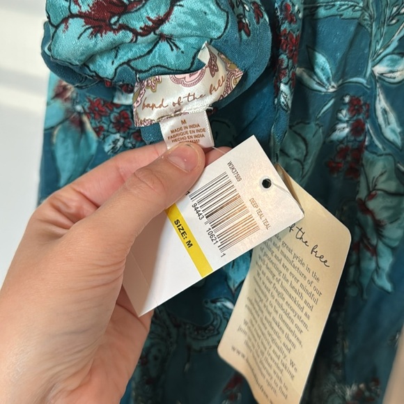 Nwt Band of the Free Floral Paisley Cowl Back Halter Midi Dress Teal medium - Picture 6 of 6